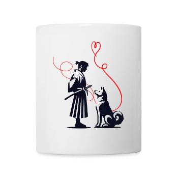 Hundehalstuch Akita Samurai Roter Faden - Tasse - Weiß - Vorne