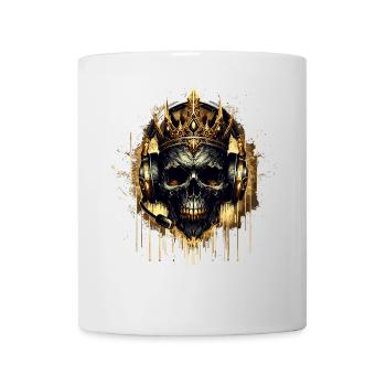 Crâne de jeu doré avec couronne et casque - Mug blanc - blanc - Devant