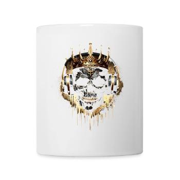 Golden Gaming Skull with Crown and Headset - Mug - white - Front