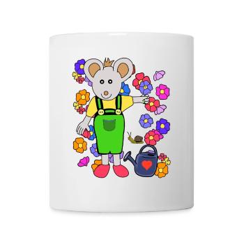 Mouse Gardener Summer Flowers Gardening Kids - Mug - white - Front