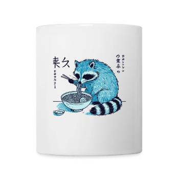Le raton laveur aime les nouilles ramen dans un style rétro - Mug blanc - blanc - Devant