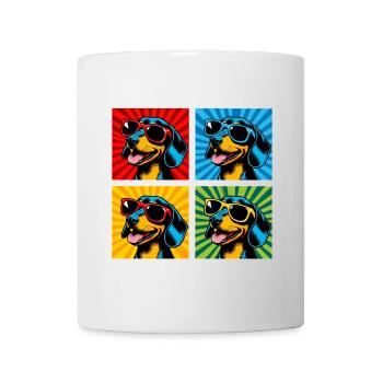 Pop Art Dackelwurst, Brezel, Nudel, Wiener - Tasse - Weiß - Vorne