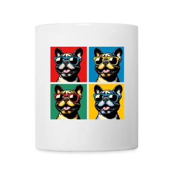 Frenchie Pop Art Bubbles, Pancake, Chonk, Nibbles - Mug - white - Front