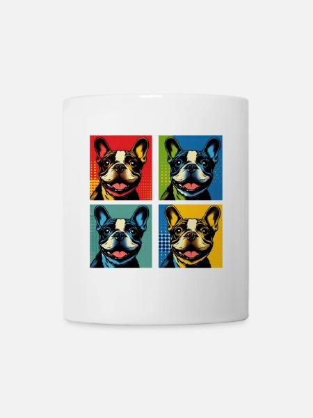 Frenchie Pop Art Bubbles, Pancake, Chonk, Nibbles - Mug - white
