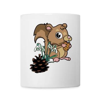 Animaux de la forêt Printemps Écureuil Perce-neige - Mug blanc - blanc - Devant