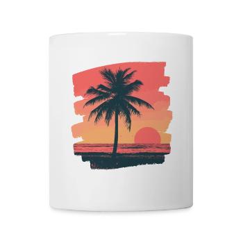 Palmier Coucher de soleil - Mug blanc - blanc - Devant