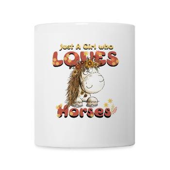 Fleurs de cheval mignonnes juste une fille qui aime les chevaux - Mug blanc - blanc - Devant