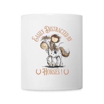Drolliges Pferd mit Reiter Und Pferde Spruch - Tasse - Weiß - Vorne