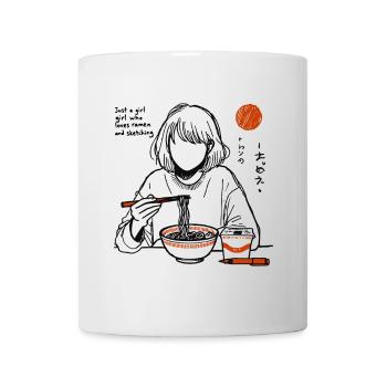 La fille aime les nouilles ramen et le dessin - Mug blanc - blanc - Devant