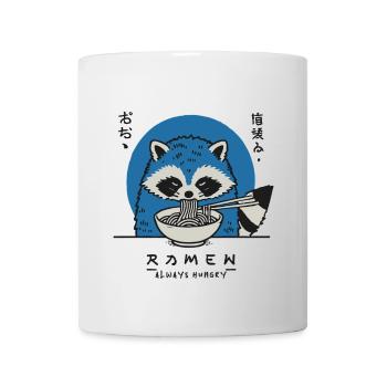 Ramen Nouilles Raton laveur Kawaii Rétro Streetwear - Mug blanc - blanc - Devant