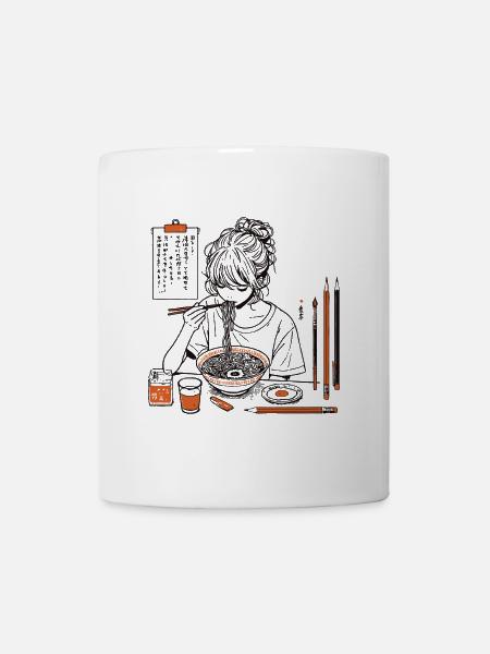 Ramen und Zeichnen Japanisches Streetwear Ästhetik - Tasse - Weiß
