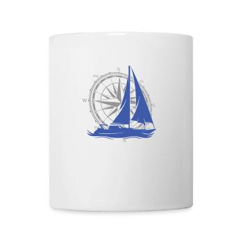 Vintage Segelschiff mit Kompass – Maritim - Tasse - Weiß - Vorne