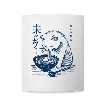Nouilles Ramen Drôle Chat Kawaii Rétro Japon - Mug blanc - blanc - Devant