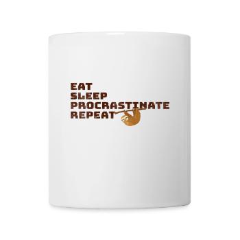 Eat Sleep Procrastinate Repeat – Lustiges Faultier - Tasse - Weiß - Vorne
