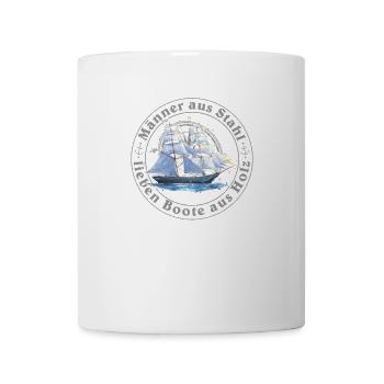 4 Männer aus Stahl lieben Boote aus Holz - Tasse - Weiß - Vorne