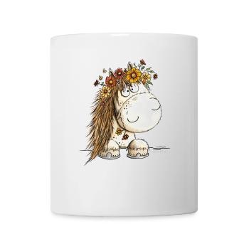 Droll Horse Floral Couronne Dessin animé - Mug blanc - blanc - Devant