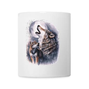 Wolves & Full Moon – Mystical Wilderness - Mug - white - Front