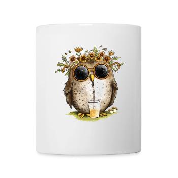 Eule mit Sonnenbrille Und Limonade - Tasse - Weiß - Vorne