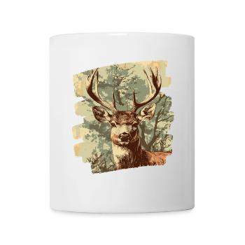 Cerf avec bois - Mug blanc - blanc - Devant