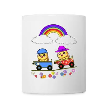 Pâques Poussins Boîtes Course Enfants Bébé Enfant - Mug blanc - blanc - Devant