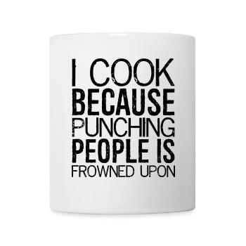 I cook because punching people is frowned upon - Mug - white - Front