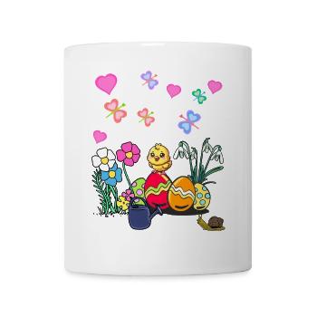 Easter Spring Kids Child Baby Chick Easter Eggs - Mug - white - Front
