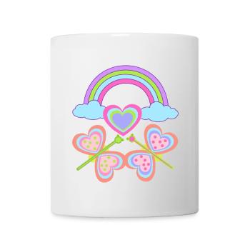 Arc-en-ciel Enfant Enfants Bébé Papillons Coeur - Mug blanc - blanc - Devant
