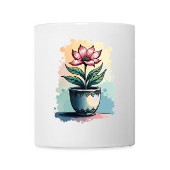 Blooming Beauty - Top floral à motif floral vintage - Mug blanc - blanc - Devant