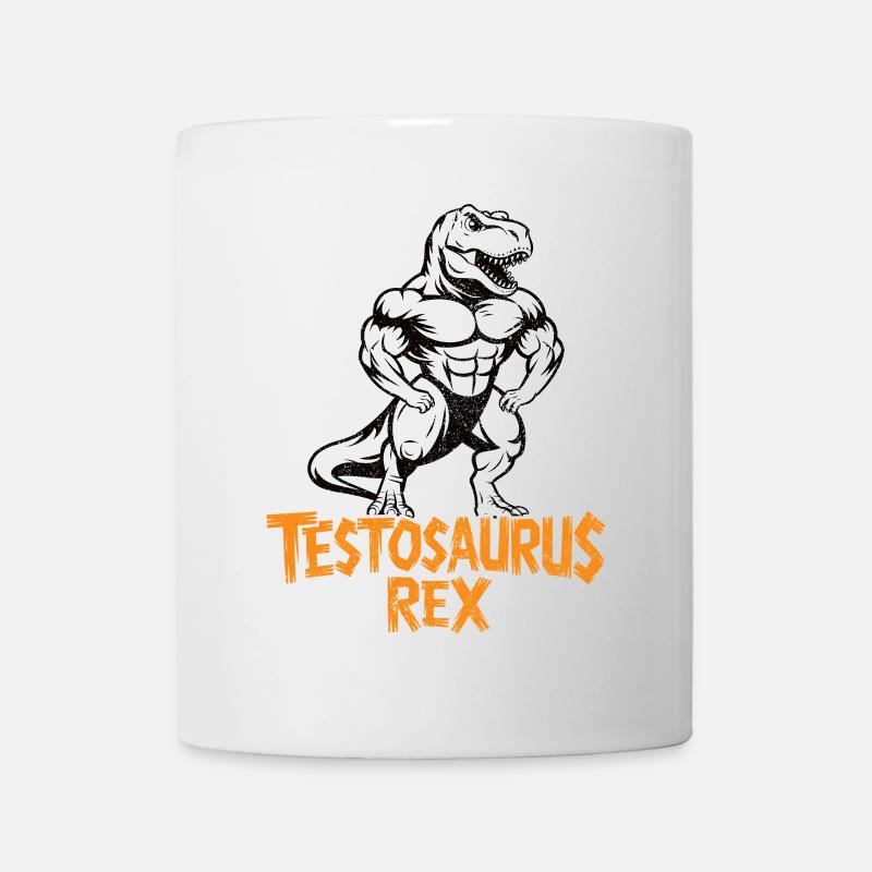 Testosaurus Rex Lustiger Bodybuilder Dinosaurier - Tasse - Weiß