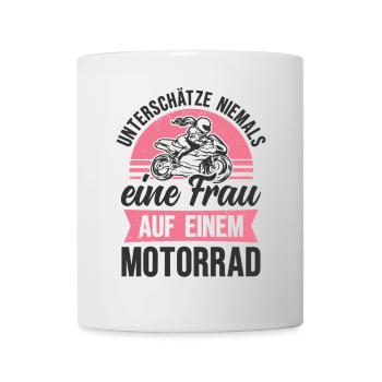 Motorrad Frau Bikerin Motorradfahrerin - Tasse - Weiß - Vorne
