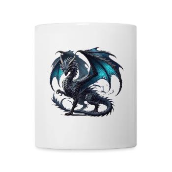 Mythische Kampfszene des Schwarzen Drachen - Tasse - Weiß - Vorne