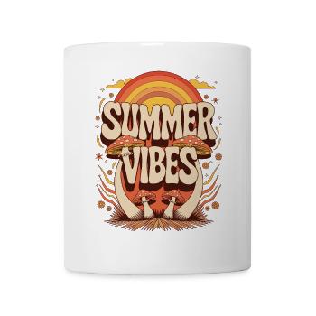 Summer Vibes Retro Mushroom Hippie Festival Summer - Mug - white - Front