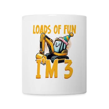 Jede Menge Spaß Ich Bin 3 Bagger Geburtstag - Tasse - Weiß - Vorne