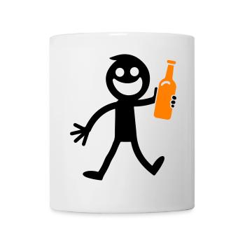 Bier Trinken Strichmännchen - Tasse - Weiß - Vorne