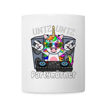 DJ Einhorn - Untz Untz Partyhörner - Techno, Rave - Tasse - Weiß - Vorne