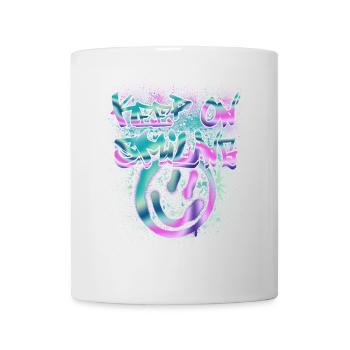 Smileys et texte phosphorescents - Mug blanc - blanc - Devant