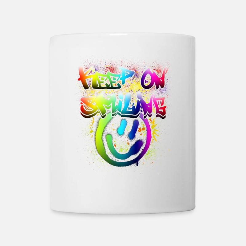 Buntes Happy Face Graffiti Design - Tasse - Weiß