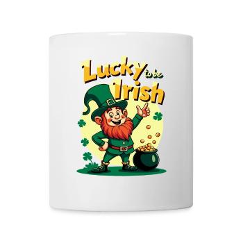 Lucky to be Irish – St. Patrick's Day Leprechaun - Mug - white - Front
