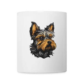 Yorkshire Terrier Hund Portrait - Tasse - Weiß - Vorne