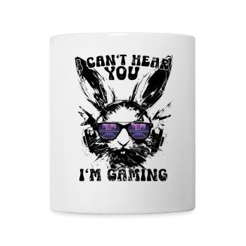 Je ne t’entends pas, je joue gamer lapin cadeau - Mug blanc - blanc - Devant
