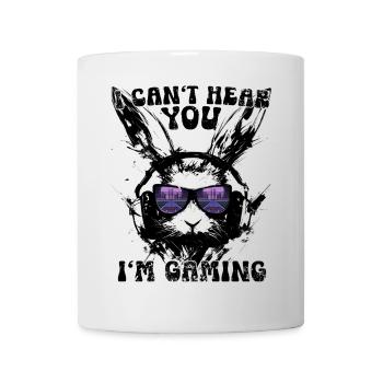 Je ne t’entends pas, je joue à la synthwave rétro Bunny - Mug blanc - blanc - Devant