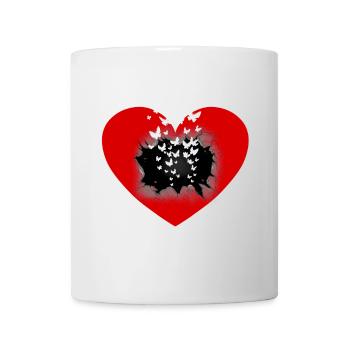 Coeur de la Saint-Valentin Coeurs Papillons Amour - Mug blanc - blanc - Devant