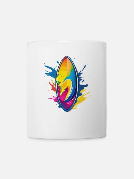 Surfbrett Farbklecks - Tasse - Weiß