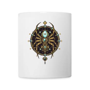 Goldene Eleganz: Die Spinne der Geheimnisse. - Tasse - Weiß - Vorne
