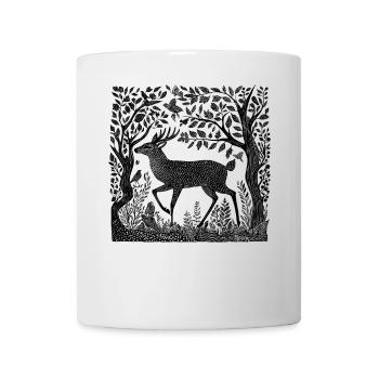 Deer Forest Nature Deer Woodcut Wilderness Gift - Mug - white - Front