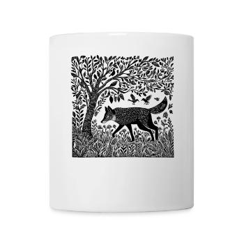 Renard, Woodland, Nature, Nature sauvage, gravure sur bois, cadeau - Mug blanc - blanc - Devant