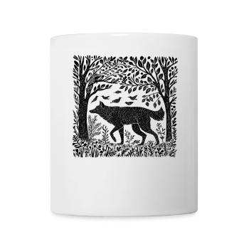 Gravure sur bois loup Woodland Nature nature sauvage cadeau - Mug blanc - blanc - Devant