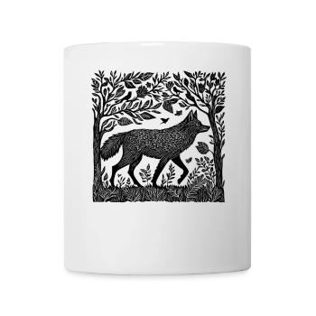 Gravure sur bois Wilderness Wolf Woodland Nature Gift - Mug blanc - blanc - Devant