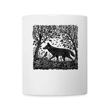 Forêt de loups Nature sauvage Gravure sur bois Cadeau - Mug blanc - blanc - Devant