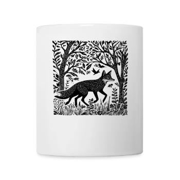 Gravure sur bois renard Woodland Nature nature sauvage cadeau - Mug blanc - blanc - Devant